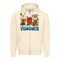 Sandshell Teacher Coffee Cups Zipper Hoodie - FaDigitalArtStudio