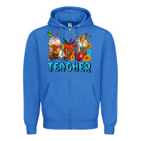 True Royal Teacher Coffee Cups Zipper Hoodie - FaDigitalArtStudio