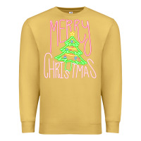 Antique Gold Merry Neon Christmas Premium Sweatshirt - CowhideDigitalArt