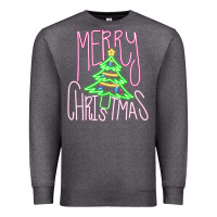 Charcoal Heather Merry Neon Christmas Premium Sweatshirt - CowhideDigitalArt