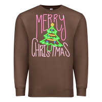 Chestnut Merry Neon Christmas Premium Sweatshirt - CowhideDigitalArt