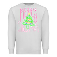 Dove Grey Merry Neon Christmas Premium Sweatshirt - CowhideDigitalArt