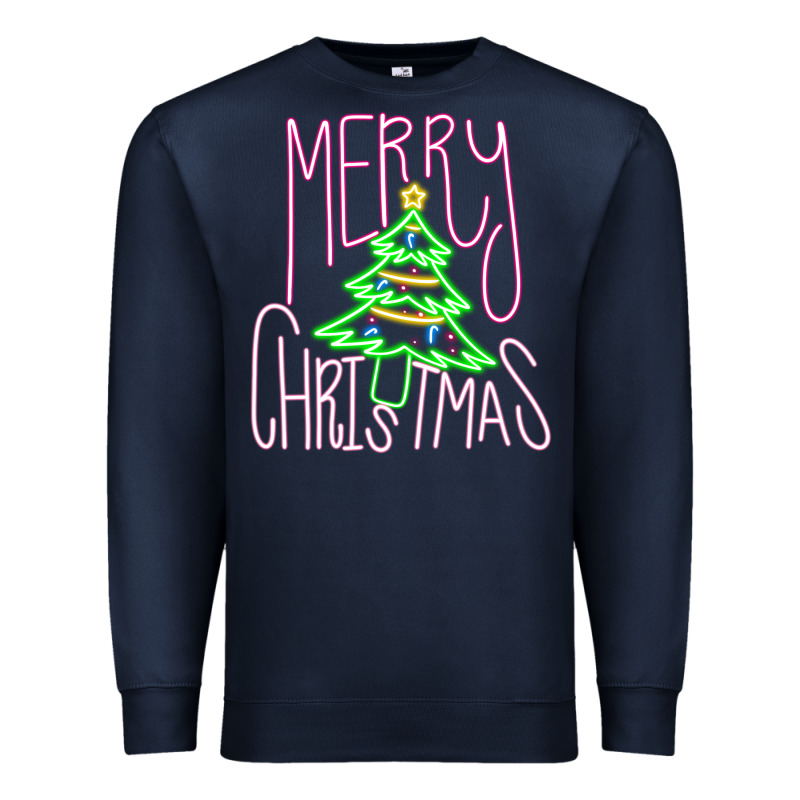 Merry Neon Christmas Premium Sweatshirt by CowhideDigitalArt | Teevron