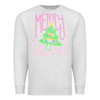 Oatmeal Heather Merry Neon Christmas Premium Sweatshirt - CowhideDigitalArt