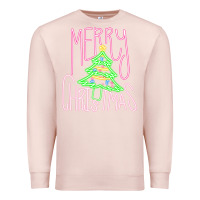 Pale Pink Merry Neon Christmas Premium Sweatshirt - CowhideDigitalArt