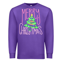 Purple Merry Neon Christmas Premium Sweatshirt - CowhideDigitalArt
