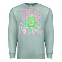 Seafoam Merry Neon Christmas Premium Sweatshirt - CowhideDigitalArt