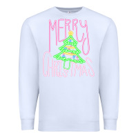 White Merry Neon Christmas Premium Sweatshirt - CowhideDigitalArt