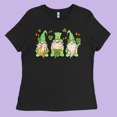St. Patrick's Day Gnomes Ladies Tee Designed By Maliassmallbusiness