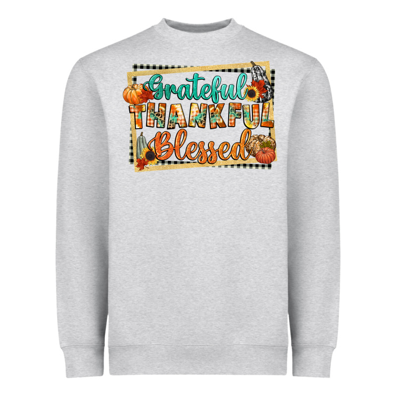 Thankful Grateful Blessed Heavyweight Sweatshirt by CowGirlArtShop | Teevron