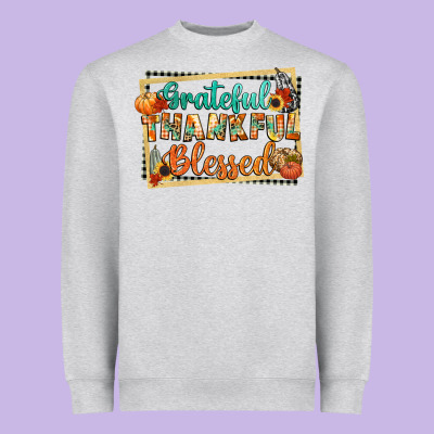 Thankful Grateful Blessed Heavyweight Sweatshirt Designed By Cowgirlartshop