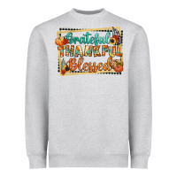 Heather Grey thankful grateful blessed Heavyweight Sweatshirt - CowGirlArtShop
