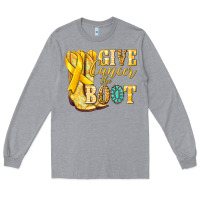 Heather Grey Give Cancer the boot Childhood Cancer Long Sleeve Tee - NancyCooperArtShop