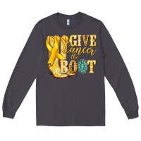 Smoke Give Cancer the boot Childhood Cancer Long Sleeve Tee - NancyCooperArtShop
