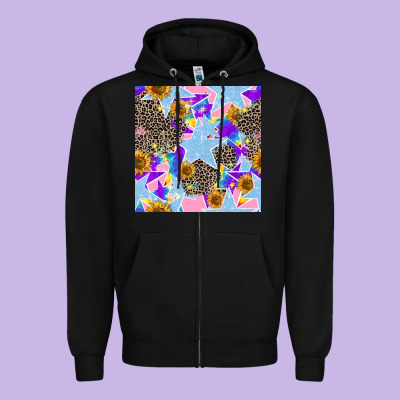 Stars And Sunflowers Seamless Pattern Zipper Hoodie Designed By Fadigitalartstudio