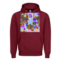 Burgundy stars and sunflowers seamless pattern Zipper Hoodie - FaDigitalArtStudio