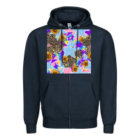 Navy stars and sunflowers seamless pattern Zipper Hoodie - FaDigitalArtStudio
