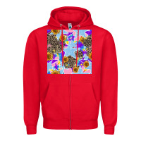 Red stars and sunflowers seamless pattern Zipper Hoodie - FaDigitalArtStudio