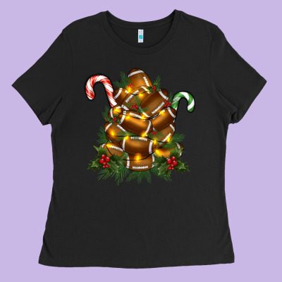 Football Tree Christmas Ladies Tee Designed By Ranaportraitstore