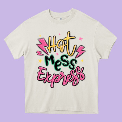 Hot Mess Express Heavy Core Tee Designed By Maliassmallbusiness