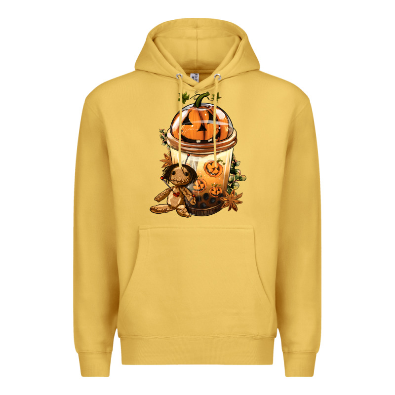 Halloween Jack O Lantern Bobba Cup Premium Hoodie by FaDigitalArtStudio | Teevron