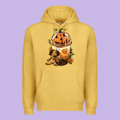 Halloween Jack O Lantern Bobba Cup Premium Hoodie Designed By Fadigitalartstudio