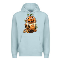 Blue Mist Halloween Jack O Lantern Bobba Cup Premium Hoodie - FaDigitalArtStudio