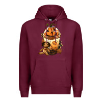 Burgundy Halloween Jack O Lantern Bobba Cup Premium Hoodie - FaDigitalArtStudio