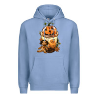 Colony Blue Halloween Jack O Lantern Bobba Cup Premium Hoodie - FaDigitalArtStudio