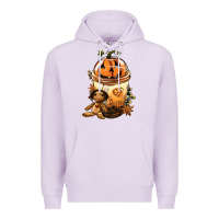 Lilac Halloween Jack O Lantern Bobba Cup Premium Hoodie - FaDigitalArtStudio