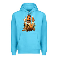 Ocean Blue Halloween Jack O Lantern Bobba Cup Premium Hoodie - FaDigitalArtStudio