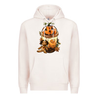 Pale Pink Halloween Jack O Lantern Bobba Cup Premium Hoodie - FaDigitalArtStudio