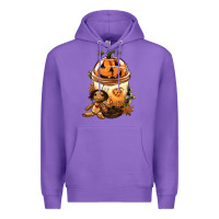 Purple Halloween Jack O Lantern Bobba Cup Premium Hoodie - FaDigitalArtStudio
