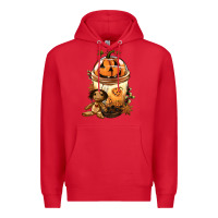 Red Halloween Jack O Lantern Bobba Cup Premium Hoodie - FaDigitalArtStudio