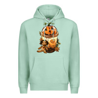 Seafoam Halloween Jack O Lantern Bobba Cup Premium Hoodie - FaDigitalArtStudio