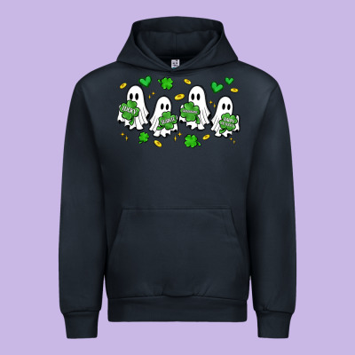 Clover Ghostie St.patrick's Day Urban Hoodie Designed By Artiststas