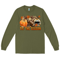 Army Green Tis' the season Football and light yellow helmet Long Sleeve Tee - NancyCooperArtShop