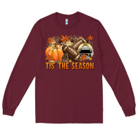 Burgundy Tis' the season Football and light yellow helmet Long Sleeve Tee - NancyCooperArtShop