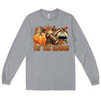 Heather Grey Tis' the season Football and light yellow helmet Long Sleeve Tee - NancyCooperArtShop