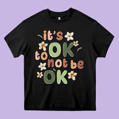 It's Ok To Not Be Ok Heavy Core Tee Designed By Maliassmallbusiness