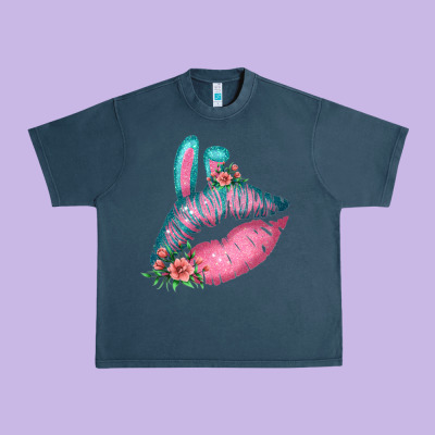 Eared Turquoise Pink Easter Lips Urban Heavy Tee Designed By Bettercallsaul