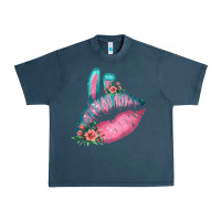 Midnight Navy Eared Turquoise Pink Easter Lips Urban Heavy Tee - Bettercallsaul