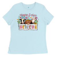 Baby Blue happy easter heifers Ladies Tee - MaliasSmallBusiness
