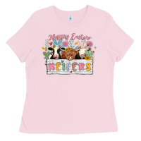 Bubblegum Pink happy easter heifers Ladies Tee - MaliasSmallBusiness