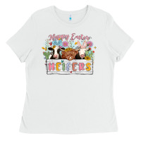 White happy easter heifers Ladies Tee - MaliasSmallBusiness