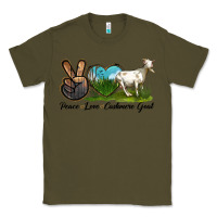 Army Green Peace Love Cashmere Goat Classic Tee - LillyAllenDesigns