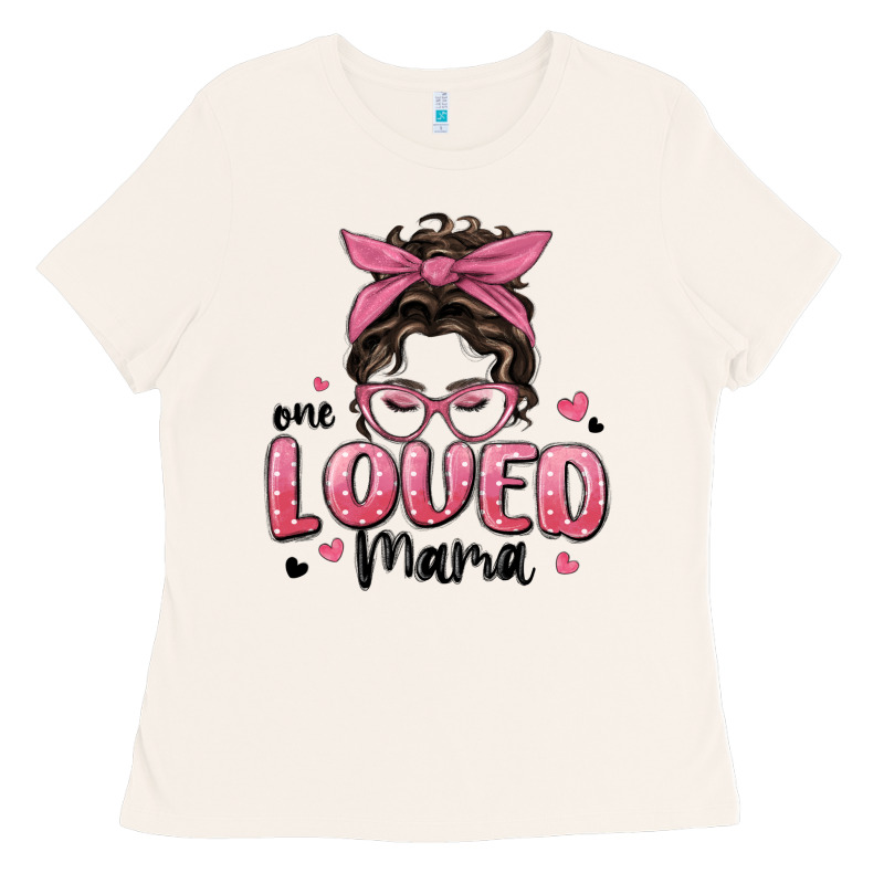 One Loved Mama Messy Bun Ladies Tee by MaliasSmallBusiness | Teevron