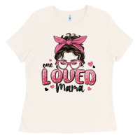 Bone one loved mama messy bun Ladies Tee - MaliasSmallBusiness