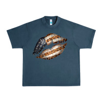 Midnight Navy Vintage American Flag With Leopard Pattern Urban Heavy Tee - Bettercallsaul