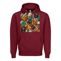 Burgundy baby hampshire pig sunflowers seamless pattern Zipper Hoodie - FaDigitalArtStudio